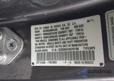2011 Honda Cr-V Ex z USA, uszkodzony, nr VIN 3CZRE3H51BG701780